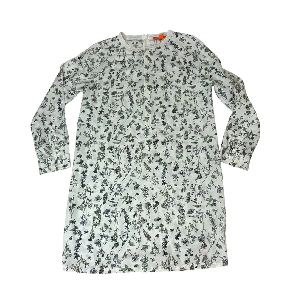 Joe Fresh White Botanical Floral Long Sleeve Shift Dress Small